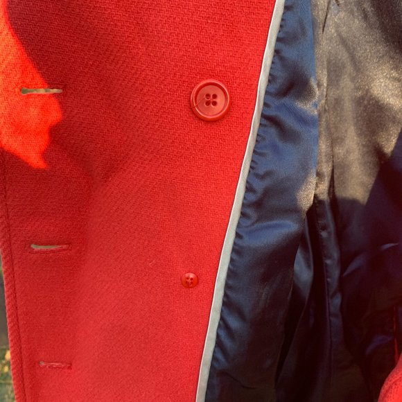 J. CREW WOMENS RED PEACOAT GOLD BUTTONS - Picture 11 of 14